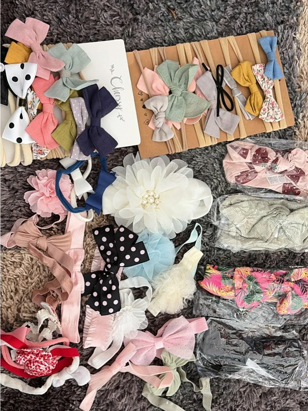 Assorted Girls' Pink and Multi-Colored Bow & Flower Headband Set